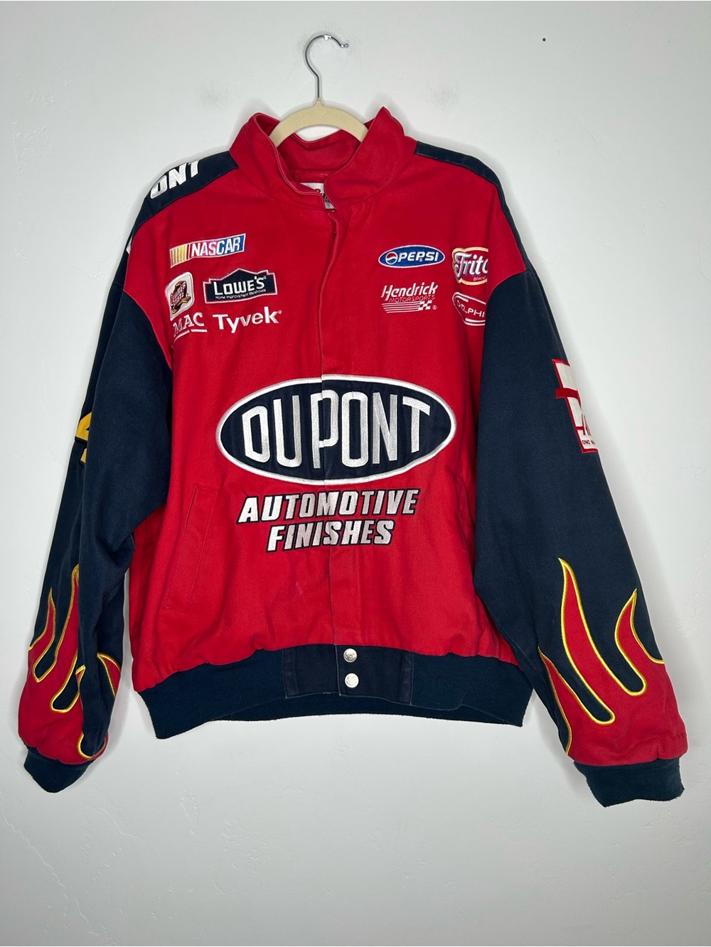 Vintage 1990's DUPONT Jeff Gordon Nascar Racing Jacket Size Large Red Navy